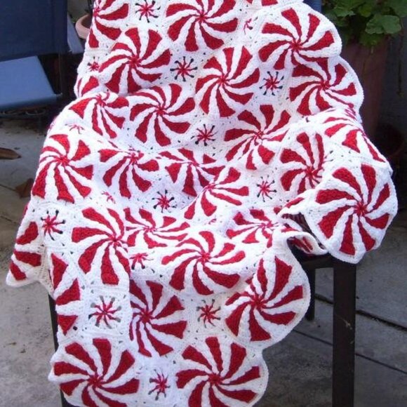 Hand Crafted Other - Peppermint Throw Holiday Blanket
